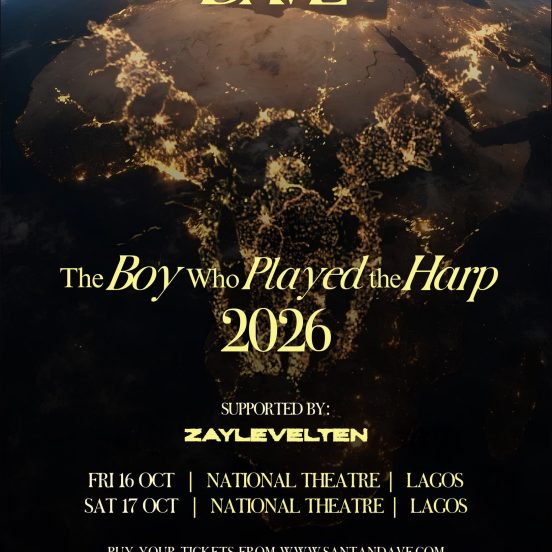 Dave Lagos National Theatre poster Supported by Zaylevelten October 2026