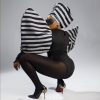 Yemi Alade in black-and-white striped fashion look promoting It’s Yemi Alade