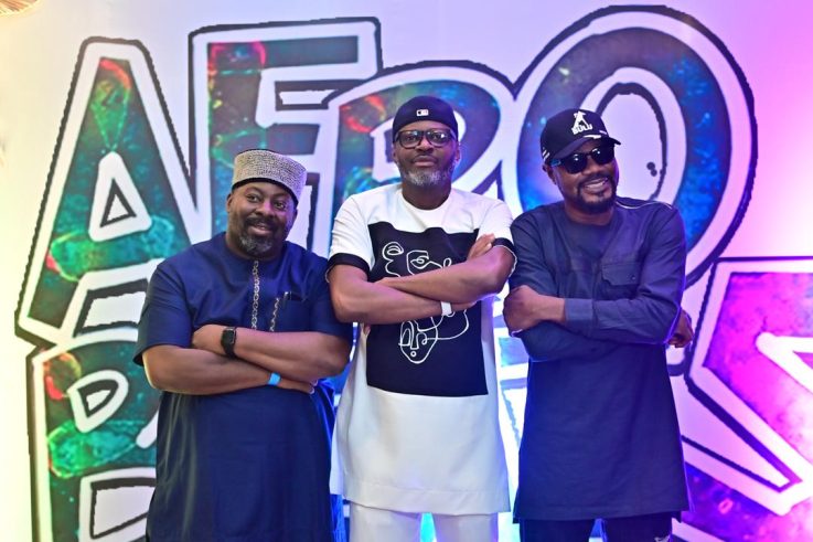 Ayo Shonaiya with Obi Asika and DJ Jimmy Jatt at the Afrobeats: The Backstory premiere