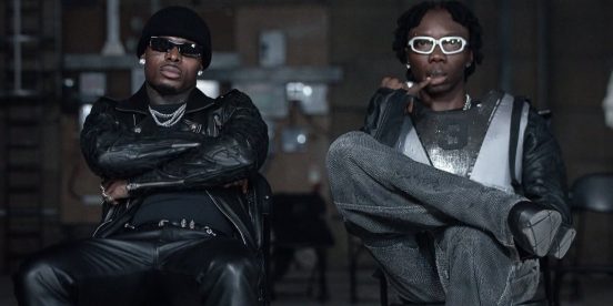 Blaqbonez and Asake on the set of the IKEBE 3000 video