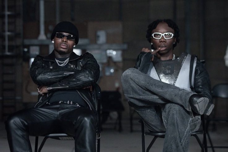 Blaqbonez and Asake on the set of the IKEBE 3000 video