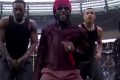 Burna Boy performs at the NFL Paris Game halftime show at Stade de France