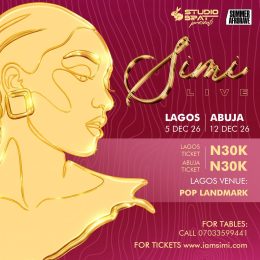 Official Simi Live poster for Lagos on December 5 and Abuja on December 12, 2026