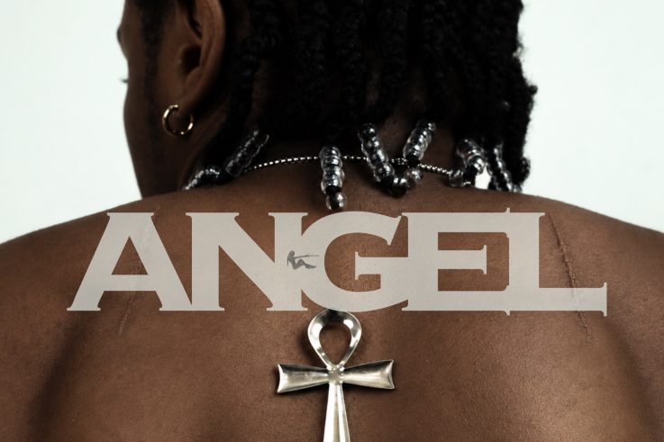 Yarden ANGEL album cover showing Yarden's bare back, braids and beaded necklace, with a silver ankh pendant under the ANGEL title